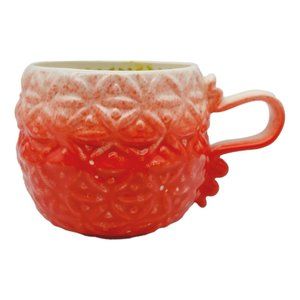 Anthropologie Textured Coffee Mug - 12oz Orange Red White Ombre Geometric Floral